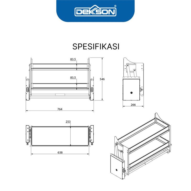 KITCHEN BASKET BOX DEKKSON PDB AL BB6317 800MM GREY 3