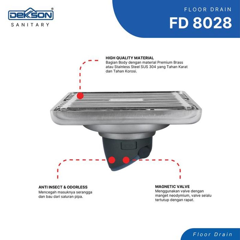FLOOR DRAIN SUS 304 DEKKSON FD 8028  SSS 4