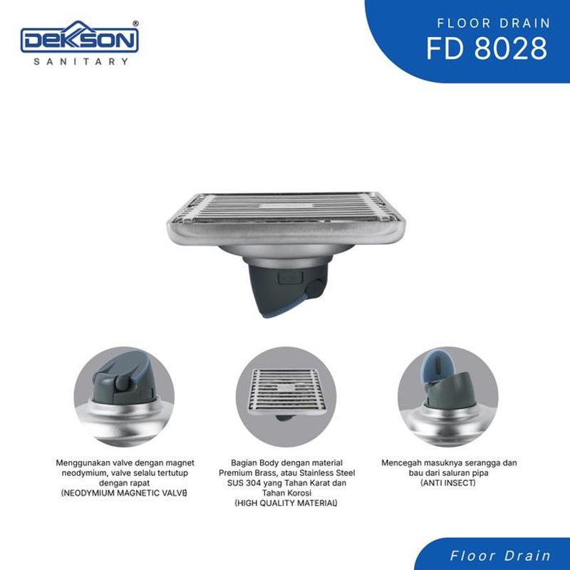 FLOOR DRAIN SUS 304 DEKKSON FD 8028  SSS 6