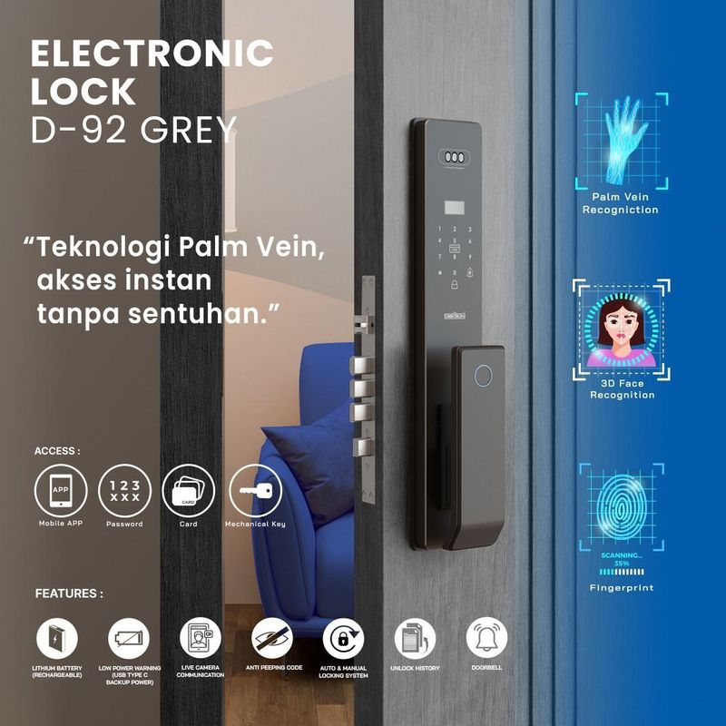 ELECTRONIC LOCK DEKKSON EL D92 BLACK 2