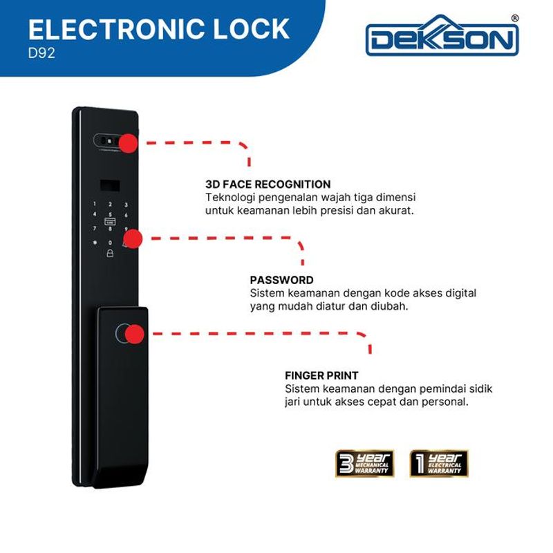 ELECTRONIC LOCK DEKKSON EL D92 BLACK 4