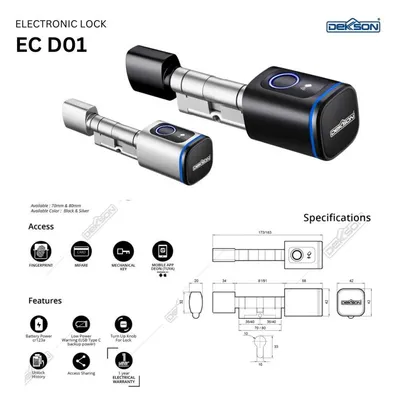 ELECTRONIC CYLINDER DEKKSON EC D01 80MM BLACK 4