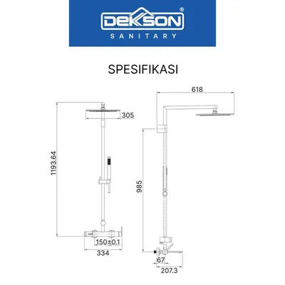 SHOWER SET 3 FUNCTION SUS 316 DEKKSON SS 8672-3 SSS 5