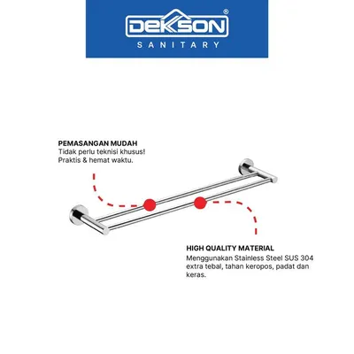 TOWEL BAR DOUBLE SUS 304 DEKKSON TB 3309 PSS 2