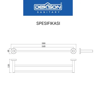 TOWEL BAR DOUBLE SUS 304 DEKKSON TB 3309 PSS 4