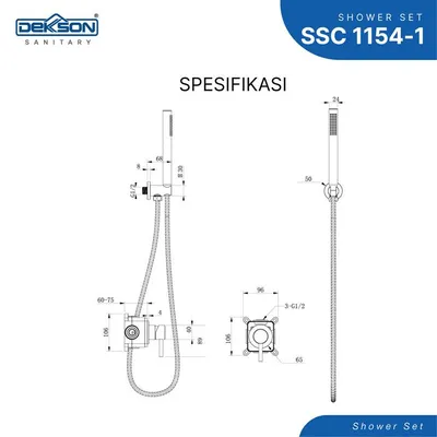 SHOWER SET CONCEALED SUS 304 DEKKSON SSC 1154-1 SSS 4