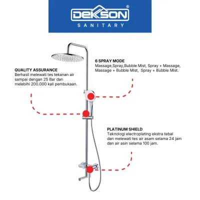 SHOWER SET BRASS DEKKSON LINEA SS 2133-3 BR CP 2