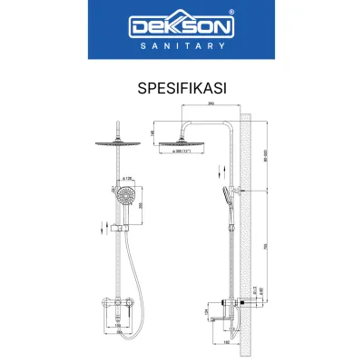 SHOWER SET BRASS DEKKSON LINEA SS 2133-3 BR CP 3