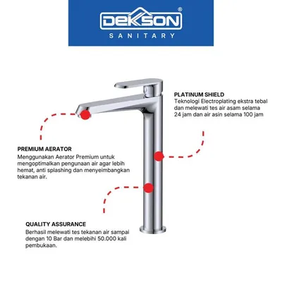 BASIN TAP BRASS DEKKSON STADIA BT 2143L BR CP 2