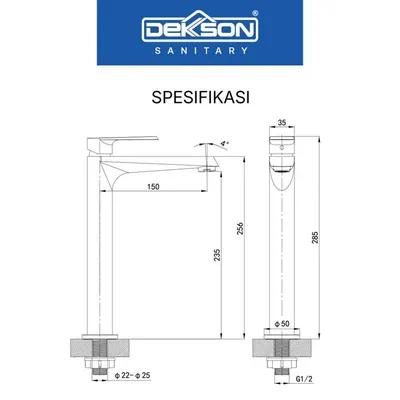 BASIN TAP BRASS DEKKSON STADIA BT 2143L BR CP 3