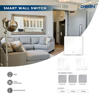 DEON SMART WALL SWITCH 2G GREY 2