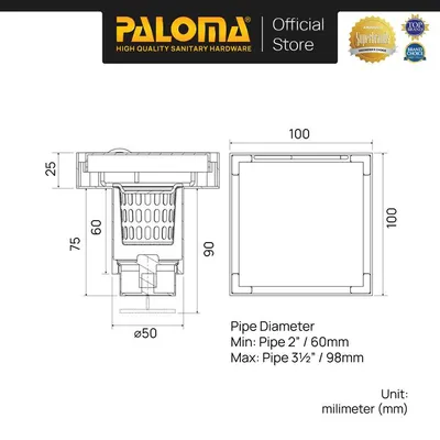 FLOOR DRAIN PALOMA 2201SD SATIN DURASEAL 7