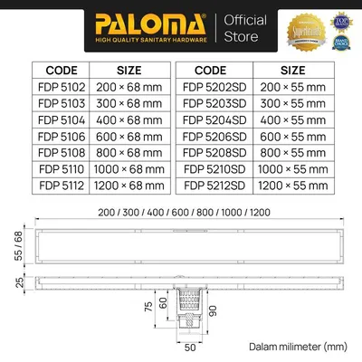 FLOOR DRAIN LINEAR 60CM 5106 SSS 8