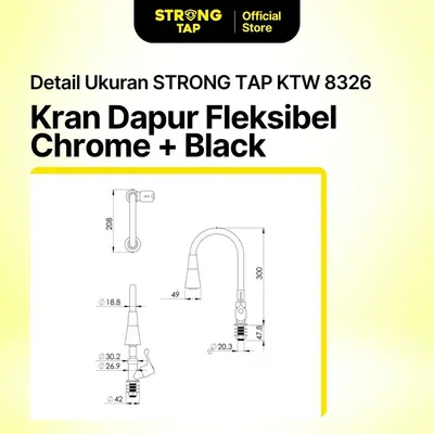 KITCHEN TAP DECK PLASTIC STRONG TAP KTD 8326 CP+BLACK 4
