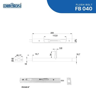FLUSH BOLT DEKKSON FB 040 8 INCH BLACK PEARL 5