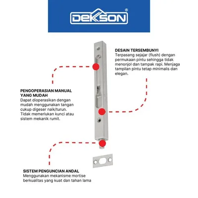FLUSH BOLT DEKKSON FB 040 12 INCH BLACK PEARL 4