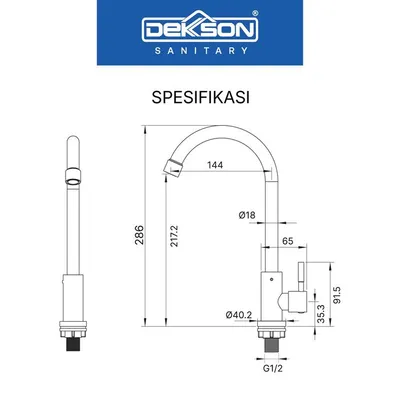 KITCHEN TAP DECK SUS 304 DEKKSON KTD 8001  SSS 3