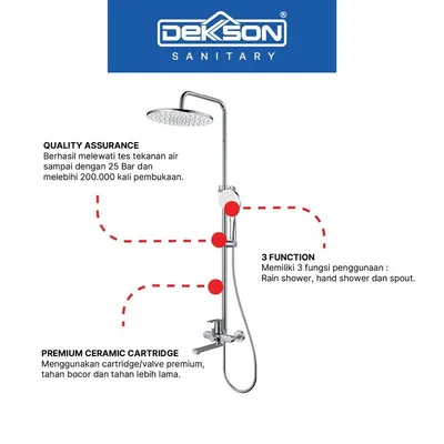 SHOWER SET BRASS DEKKSON STADIA SS 2143-3 BR CP 2