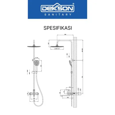 SHOWER SET BRASS DEKKSON STADIA SS 2143-3 BR CP 3