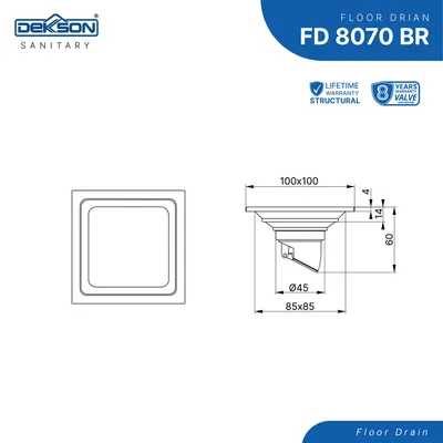 FLOOR DRAIN DEKKSON FD 8070 BR MB BLST 3