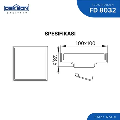 FLOOR DRAIN SUS 304 DEKKSON FD 8032 SSS BLST 4