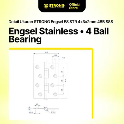 HINGE STRONG ESS 4X3X2MM 4BB SSS 3