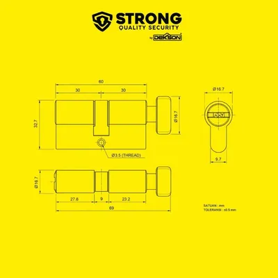 CYLINDER STRONG TC 60MM KKEY SN 2