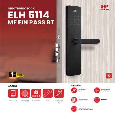 ELECTRONIC LOCK HAMPTON ELH 5114 MF FIN PASS BT TTLOCK BLACK 2